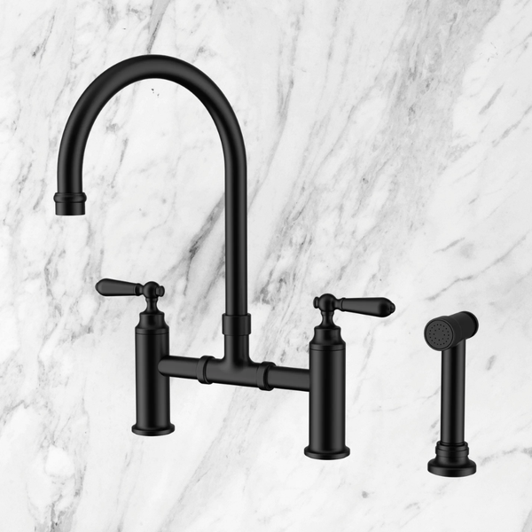 Nero York Bridge Pull Out Kitchen Set With Hand Spray Matte Black