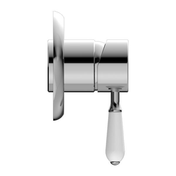 Nero York Shower Mixer with White Porcelain Lever Chrome