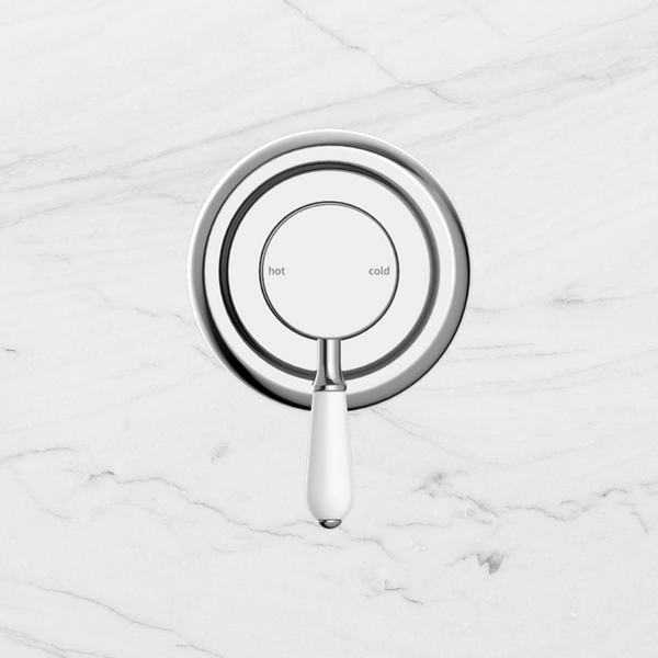 Nero York Shower Mixer with White Porcelain Lever Chrome