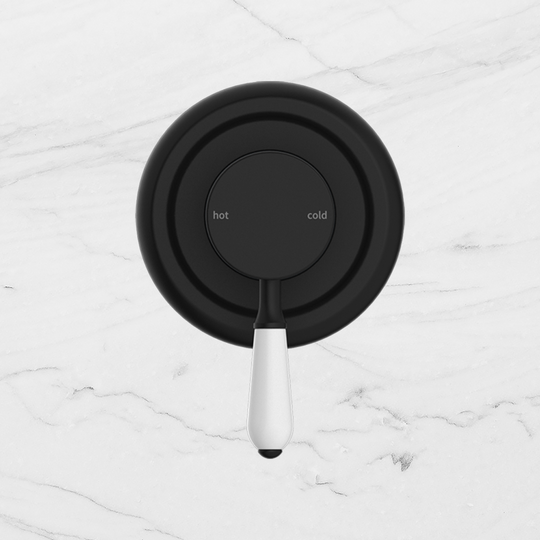 Nero York Shower Mixer with White Porcelain Lever Matte Black