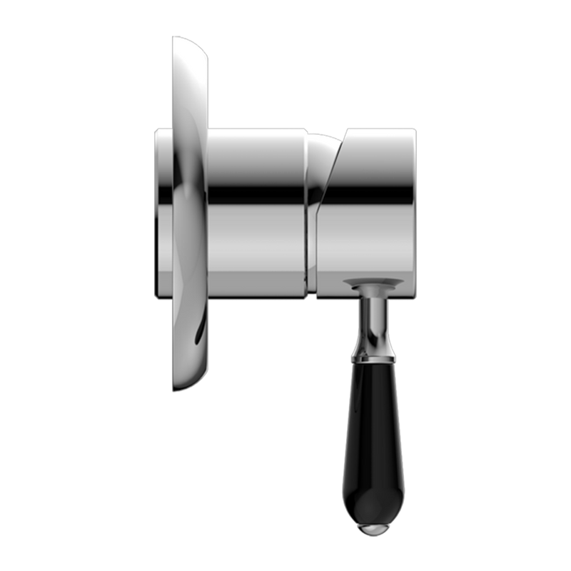 York Shower Mixer with Black Porcelain Lever Chrome