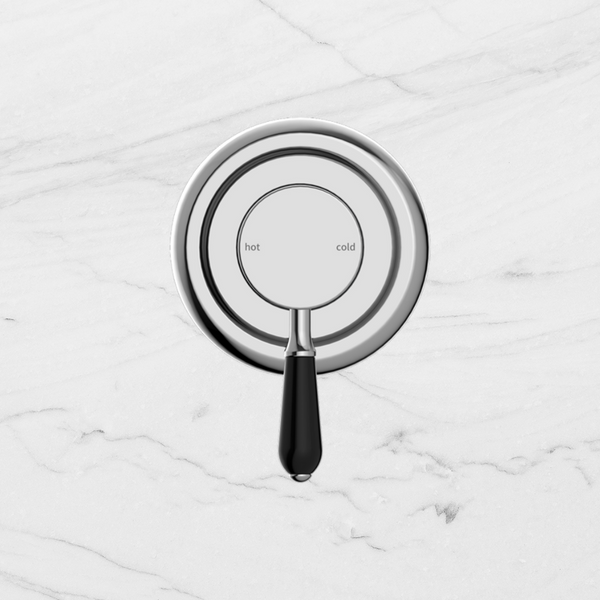 Nero York Shower Mixer with Black Porcelain Lever Chrome