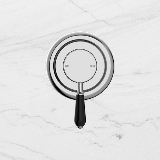 Nero York Shower Mixer with Black Porcelain Lever Chrome