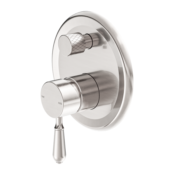 Nero York Shower Mixer with Divertor with Metal Lever Brushed Nickel