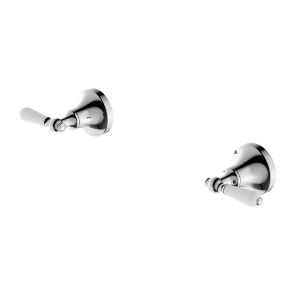 Nero York Wall Top Assemblies With White Porcelain Lever Chrome