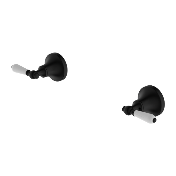 Nero York Wall Top Assemblies With White Porcelain Lever Matte Black