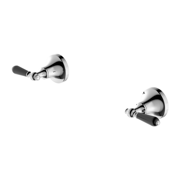 Nero York Wall Top Assemblies With Black Porcelain Lever Chrome