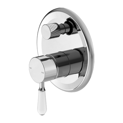 York Shower Mixer with Divertor with White Porcelain Lever Chrome