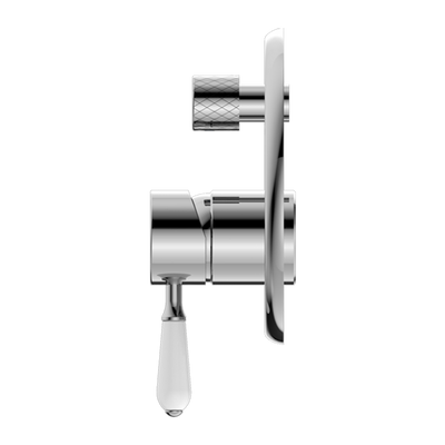 York Shower Mixer with Divertor with White Porcelain Lever Chrome