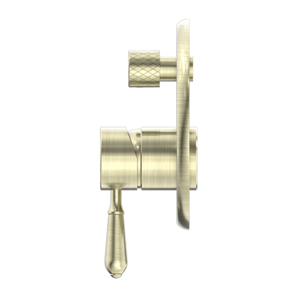 Nero York Shower Mixer with Divertor with Metal Lever Aged Brass