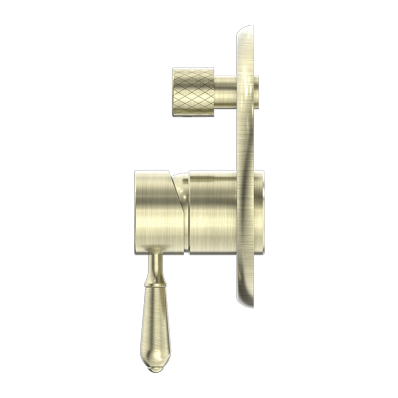 York Shower Mixer with Divertor with Metal Lever Aged Brass