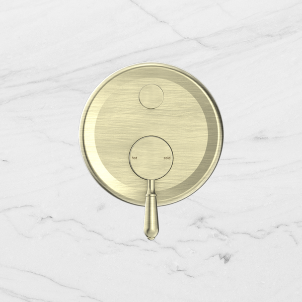 Nero York Shower Mixer with Divertor with Metal Lever Aged Brass