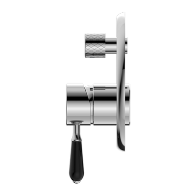 York Shower Mixer with Divertor with Black Porcelain Lever Chrome