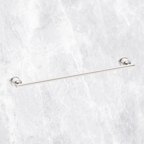Nero York Single Towel Rail 600mm Brushed Nickel