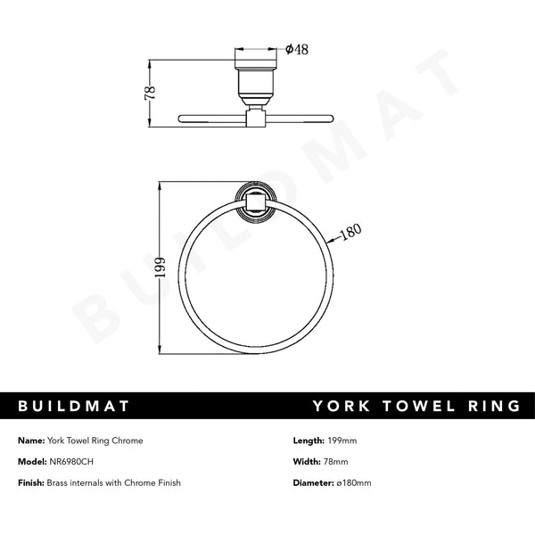Nero York Towel Ring Chrome