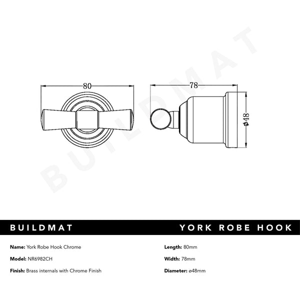Nero York Robe Hook Chrome
