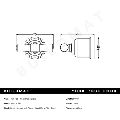 York Robe Hook Matte Black