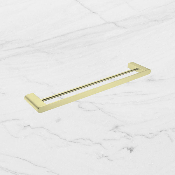 Nero Bianca Double Towel Rail 600mm Brushed Gold