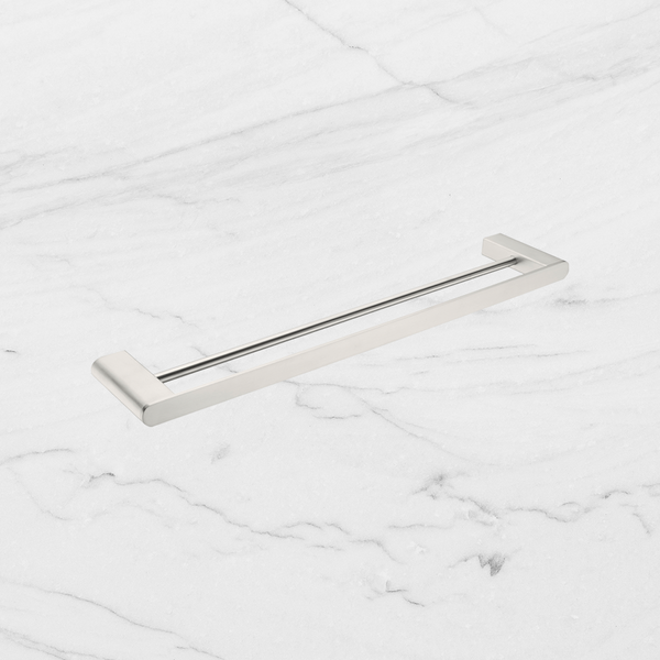 Nero Bianca Double Towel Rail 600mm Brushed Nickel