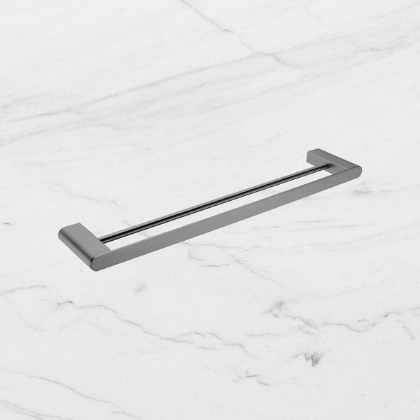Nero Bianca Double Towel Rail 600mm Brushed Gunmetal