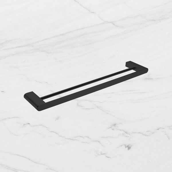 Nero Bianca Double Towel Rail 600mm Matte Black