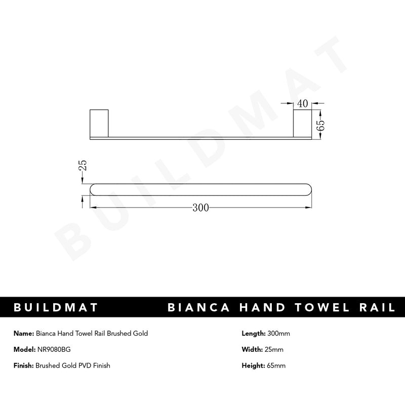 Bianca Hand Towel Rail Brushed Gold