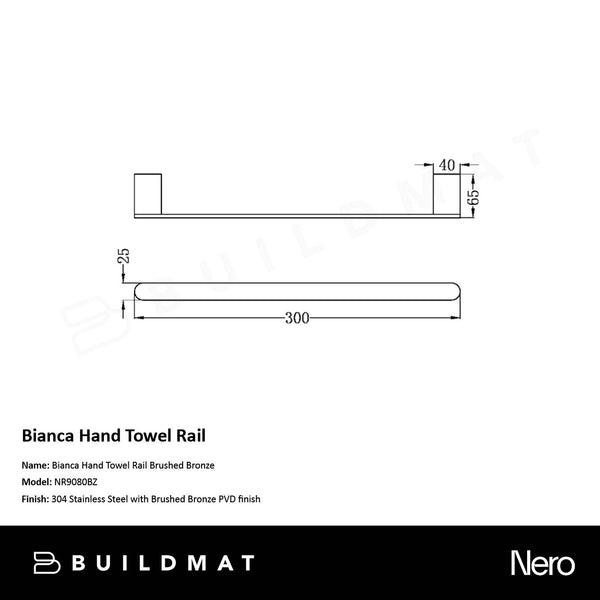 Nero Bianca Hand Towel Rail Brushed Bronze