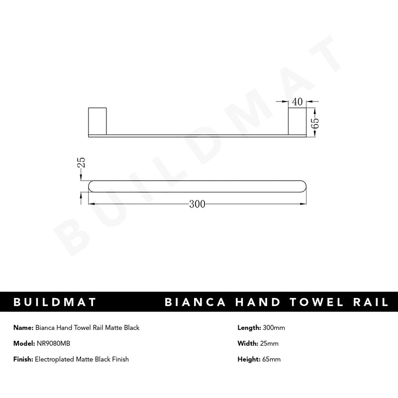 Bianca Hand Towel Rail Matte Black