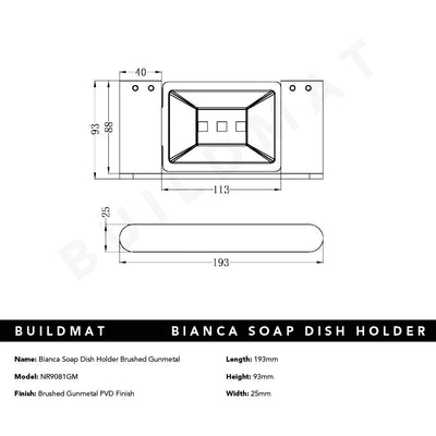 Bianca Soap Dish Holder Brushed Gunmetal