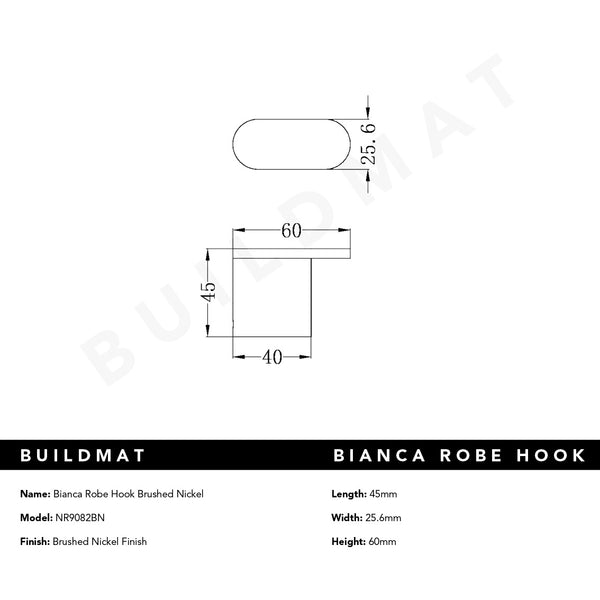Nero Bianca Robe Hook Brushed Nickel