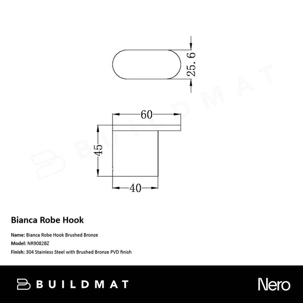 Nero Bianca Robe Hook Brushed Bronze