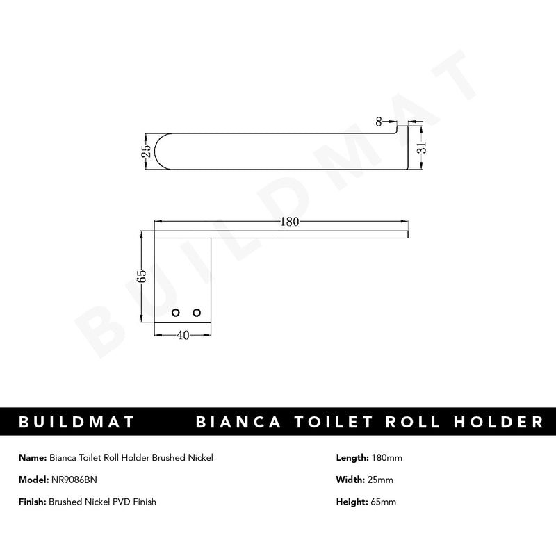 Bianca Toilet Roll Holder Brushed Nickel