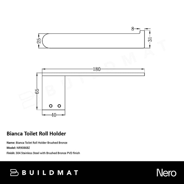 Nero Bianca Toilet Roll Holder Brushed Bronze