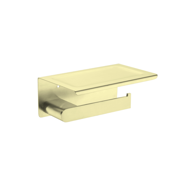 Nero Bianca Toilet Roll Holder with Phone Holder Brushed Gold