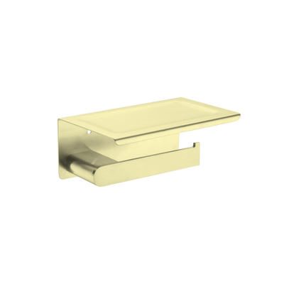 Nero Bianca Toilet Roll Holder with Phone Holder Brushed Gold