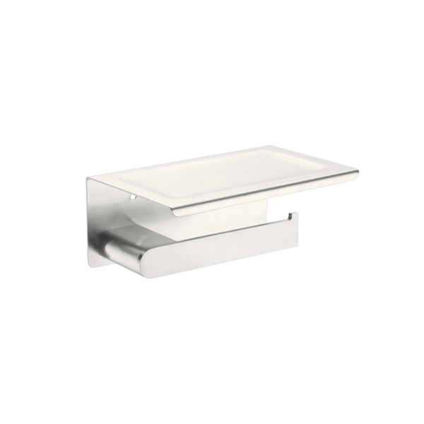 Nero Bianca Toilet Roll Holder with Phone Holder Brushed Nickel