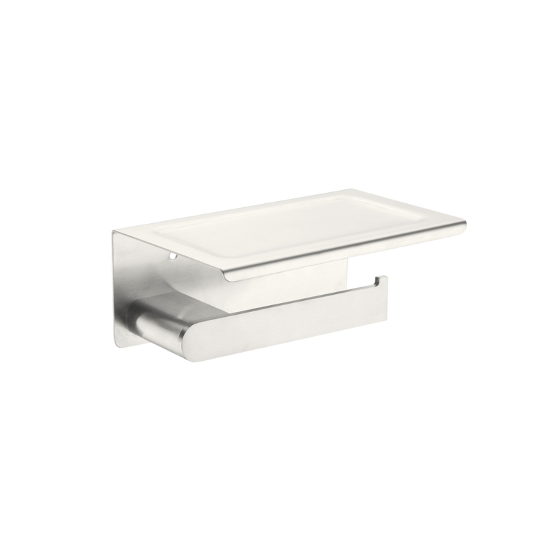 Bianca Toilet Roll Holder with Phone Holder Brushed Nickel