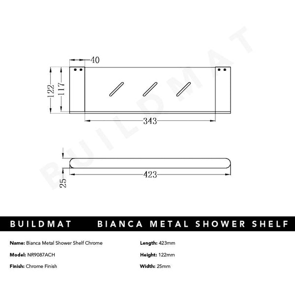 Nero Bianca Metal Shower Shelf Chrome