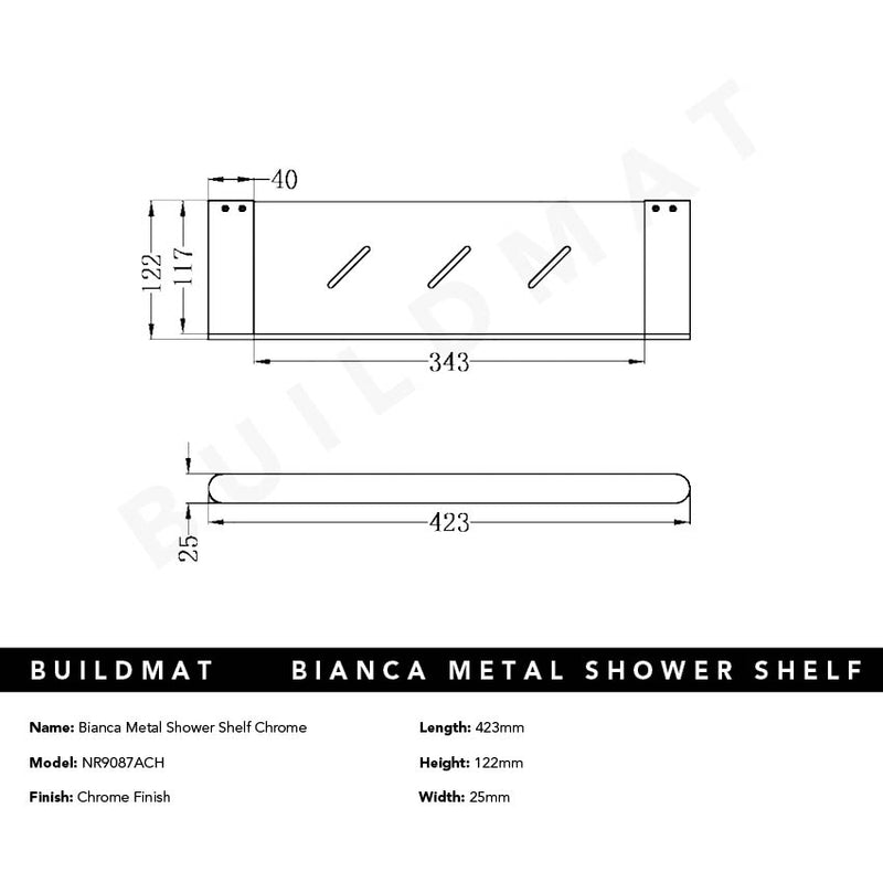 Bianca Metal Shower Shelf Chrome