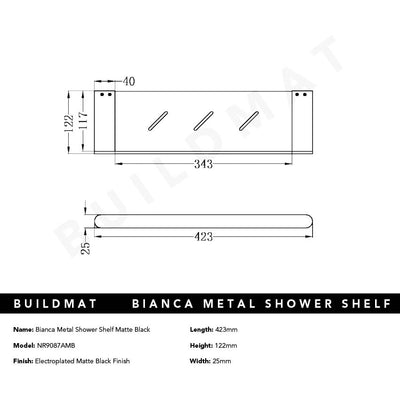 Bianca Metal Shower Shelf Matte Black