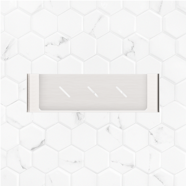 Nero Bianca Metal Shower Shelf Brushed Nickel