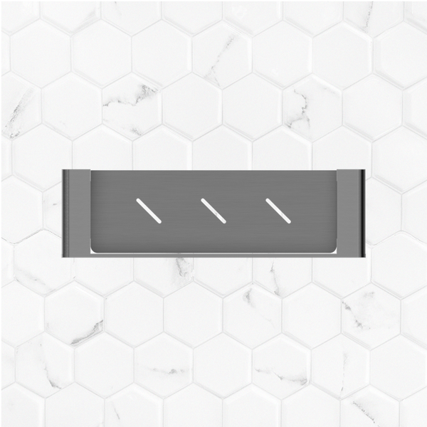 Nero Bianca Metal Shower Shelf Brushed Gunmetal