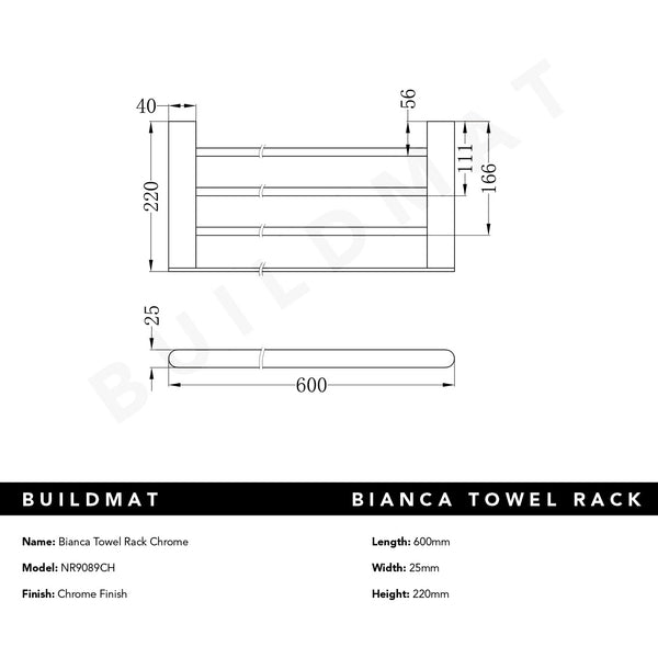 Nero Bianca Towel Rack Chrome