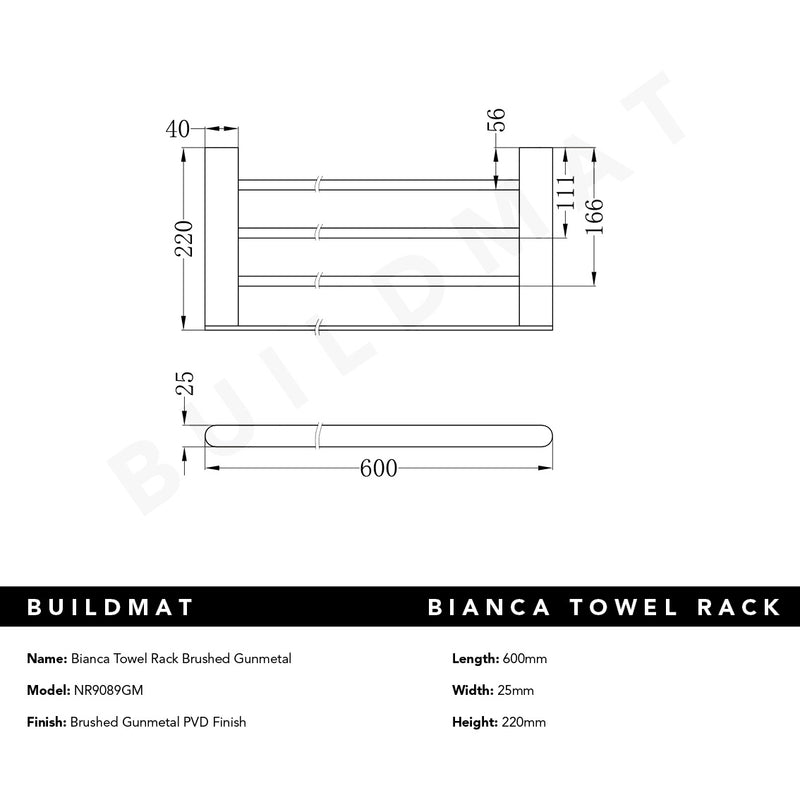 Bianca Towel Rack Brushed Gunmetal