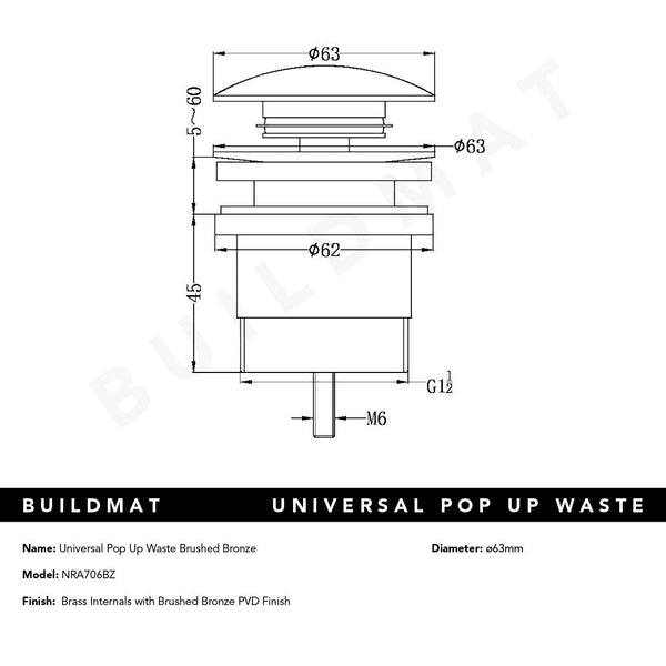 Nero Universal Pop Up Waste Brushed Bronze