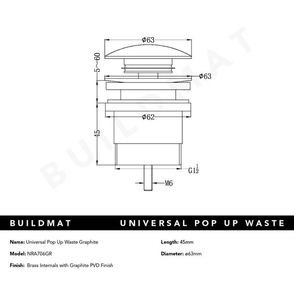 Nero Universal Pop Up Waste Graphite