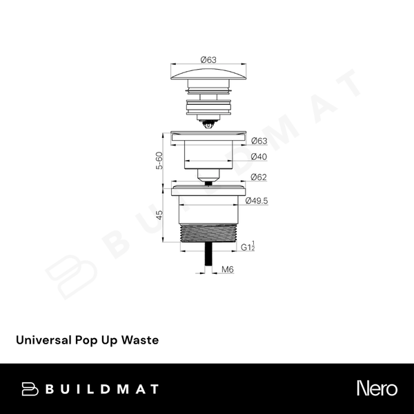 Nero Universal Pop Up Waste Tumbled Antique Brass