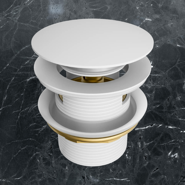 Nero 40mm Pop Up Bath Waste with Overflow Matte White