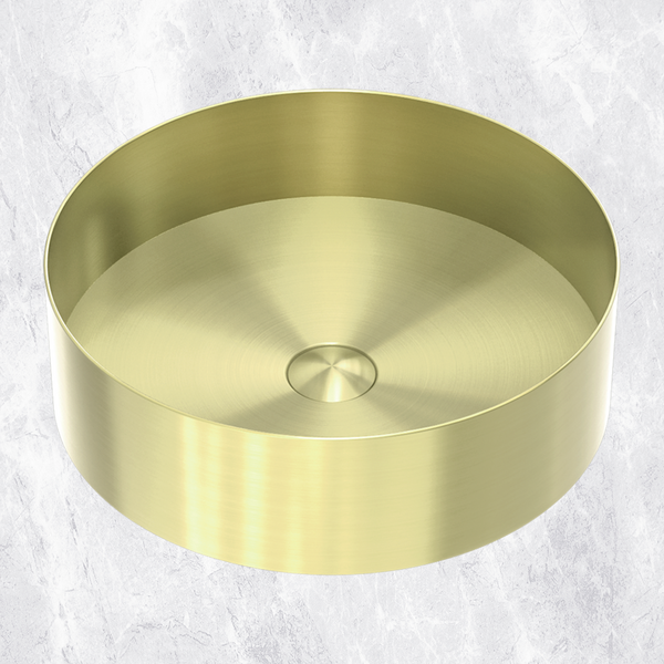 Nero Opal Round 400mm Stainless Steel Basin Brushed Gold