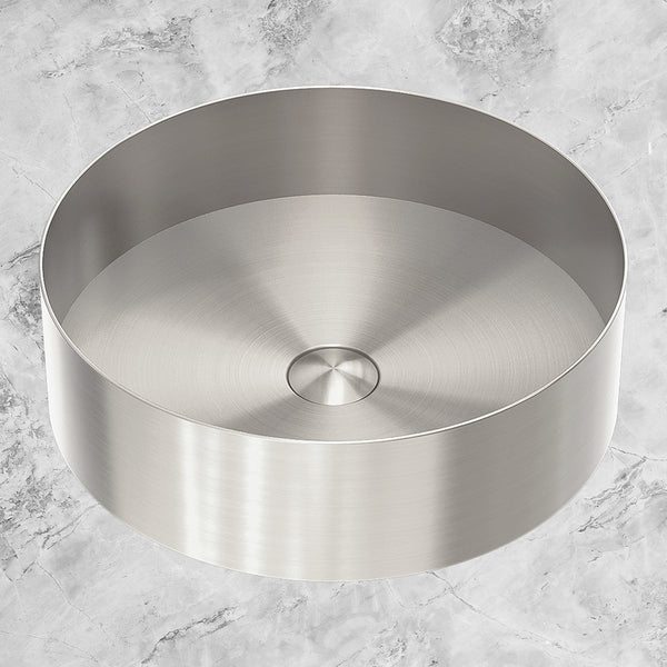 Nero Opal Round 400mm Stainless Steel Basin Brushed Nickel